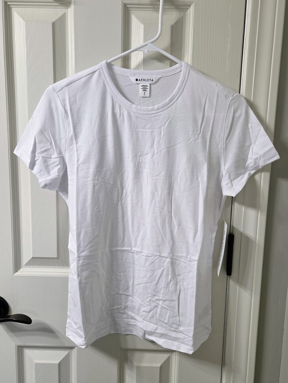 Athleta Foundation Slim Short-Sleeve Crew Tee Shirt White NWT Small